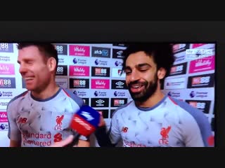 Mo salah handing over his motm award to milner to commemorate his 500th pl appearance