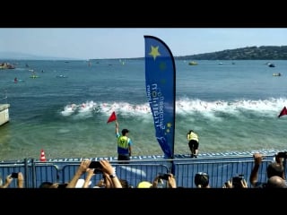 Start swim, elite men, 2015 geneva etu triathlon european championships
