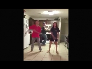 Father secretly video bombing his daughters dancing