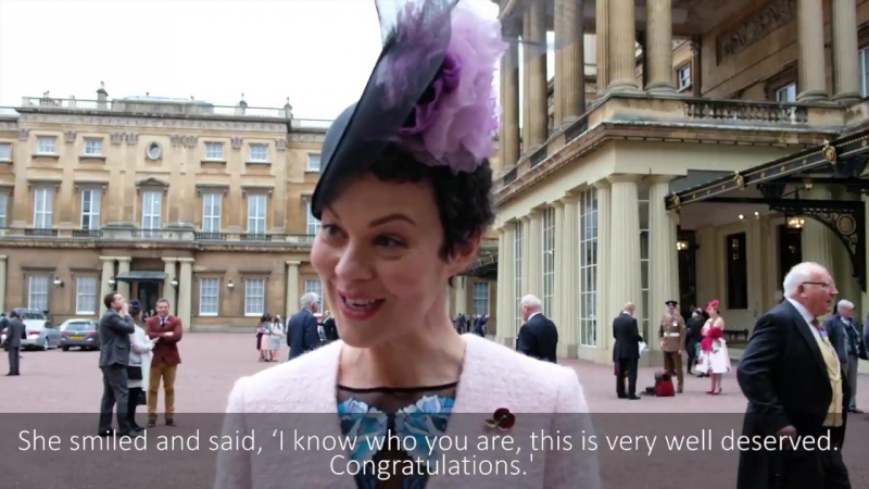 Actress helen mccrory shares her experience of receiving an #obe from the queen at today's investiture
