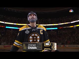 Zdeno chara receives rousing ovation from boston crowd prior to game 5