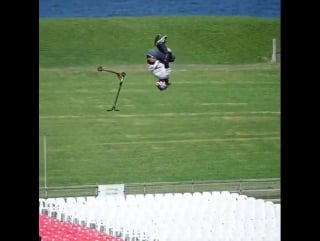 Backflip on scooter on the big ramp
