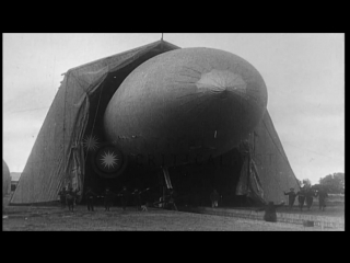 Italian dirigible bomber showing gunner on top view of gondola in hangar hd stock footage