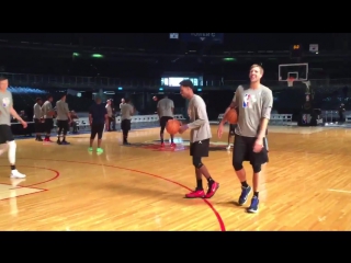 Kp, dirk & rondae playing h o r s e at team world practice this shot (dunk) is not fair!