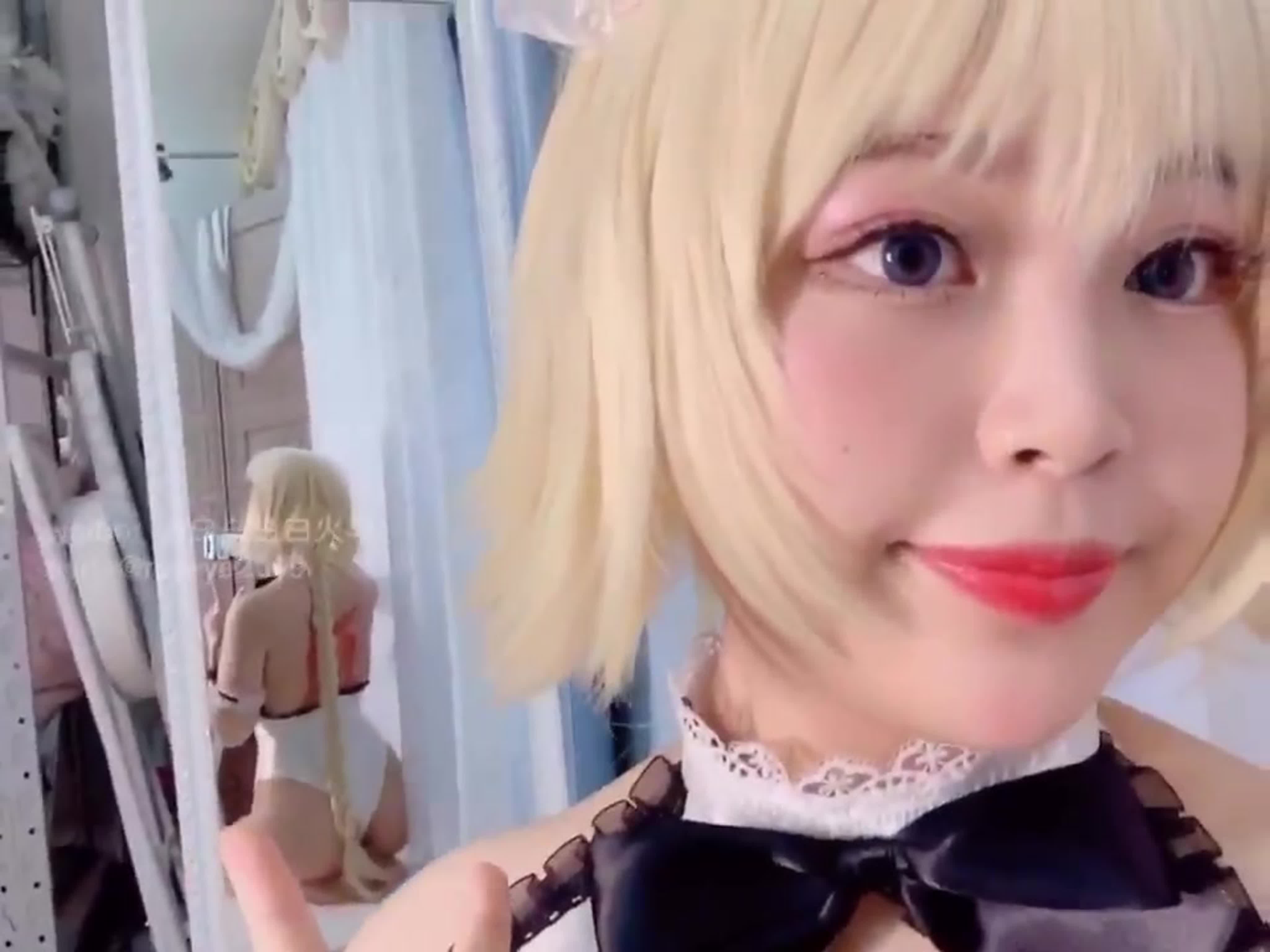 Maid Niyeye2019 invitingly posingher uniform barely therea playful fantasy
