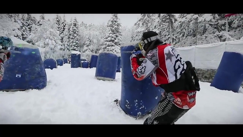 Красивая съемка зимнего пейнтбола (тренироа razorback)