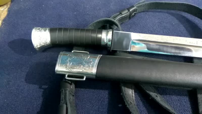 Нож пластун наградой мельхиор резной рукоять граб нержавейка кованая клинок 30