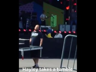 Hayley takes a tumble