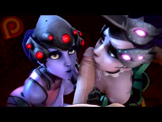 Widowmaker oral sex; minet; double blowjob; deepthroat; facefuck; licking; lipfuck; handjob; 3d sex porno hentai; [overwatch]