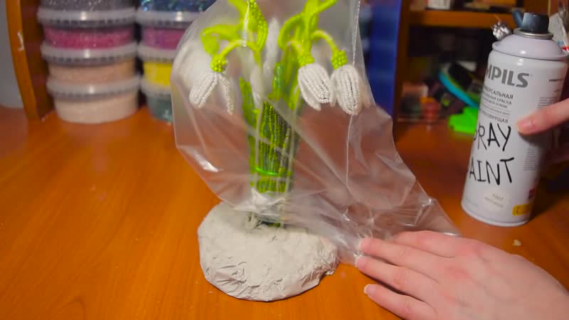 Подснежники из бисера мастер класс