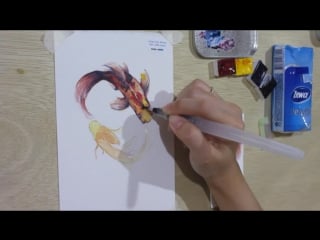 Alicia chan watercolor illustration koi fishes