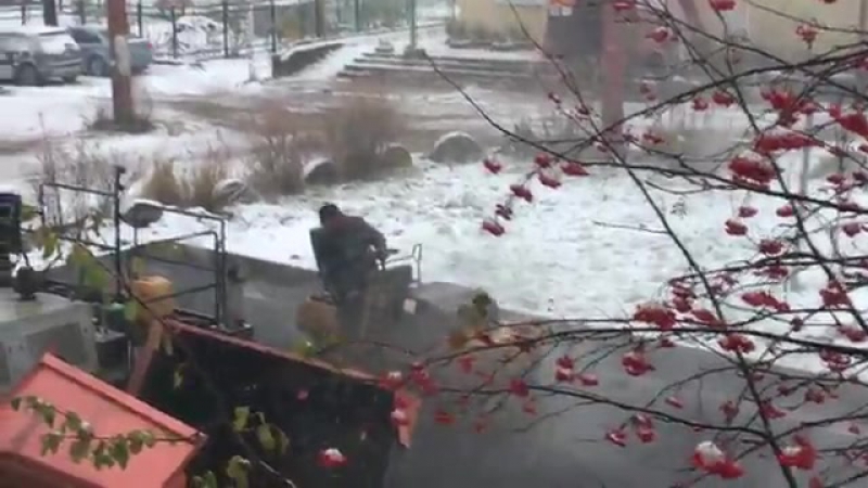 Людиново укладка асфальта в снегопад