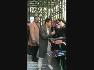 The cast taking pictures with fans outside of build series shadowhunters via @buildseriesnyc ig stories