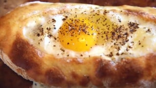 Acharuli khachapuri (bread with melting cheese) from georgia