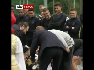 The england team have been presented with traditional gifts before their first training session ahead of the worldcup