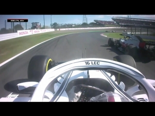 Leclerc runs into the back of magnussen during early scrap