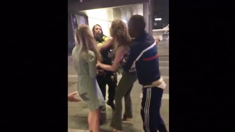 Полиция пакует буйную тёлочку, нидерланды, роттердам