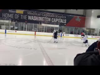 Brenden dillon takes the ice for the first time with the caps