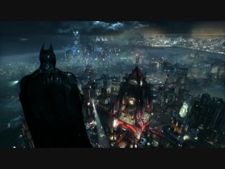 Batman arkham knight overlooking gotham from wayne tower