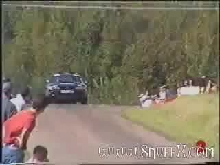 Wrc subaru impreza wrx rally car crashes into the crowd