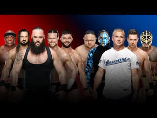 Braun strowman, bobby lashley, drew mcintyre, finn balor and dolph ziggler vs shane, rey mysterio, jeff hardy, samoa joe and miz