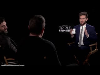 Triple frontier netflix interviews ben affleck, oscar isaac, charlie hunnam, hedlund, chandor
