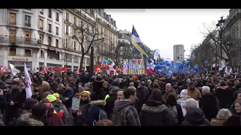 Live aus paris grossdemonstration gegen macrons rentenreform