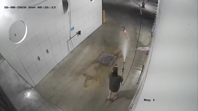 Naked man caught on cctv video showering in sunshine coast car wash
