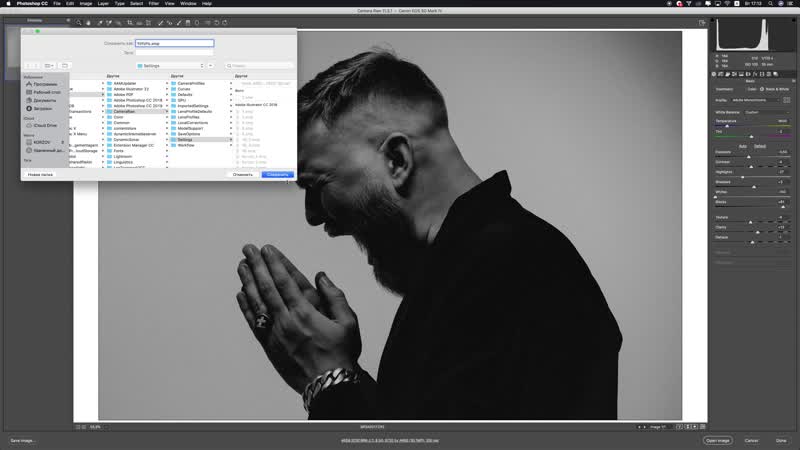 Добавление пресета в camera raw