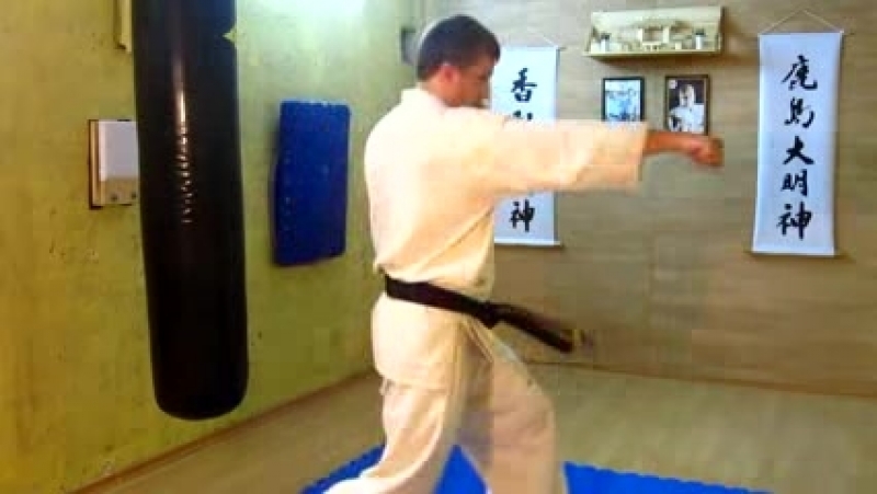 Каратэ гяку тсуки (прямой удар "задней" рукой)