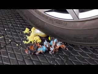 Crushing crunchy & soft things by car! experiment car vs skull jelly