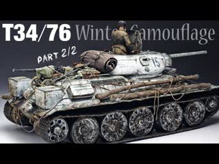 T34/76 in winter camouflage part 2 1/35 tamiya tank model [ painting weathering ]