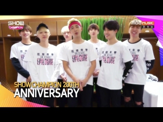 `video message` bts greetings for show champion's 200th ep anniversary
