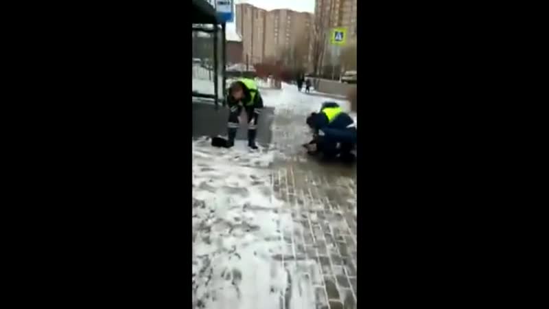 Преступник набросился с ножом на полицейского, ранил его в шею, но убежать ему не удалось