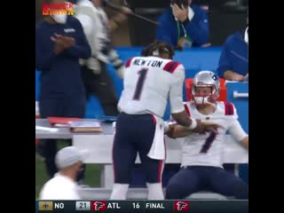 Cam was helping jake bailey with his dab on the sideline