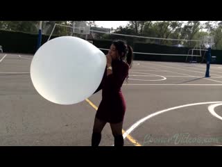 Trailer girl bursting balloons a giant 40 balloon at the club amanda h loon