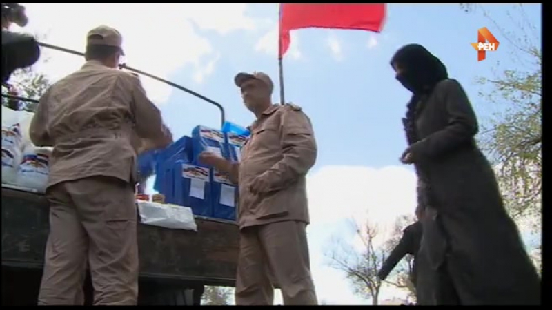 Первая гумпомощь доставлена в освобожденные от боевиков города сирии (видео)