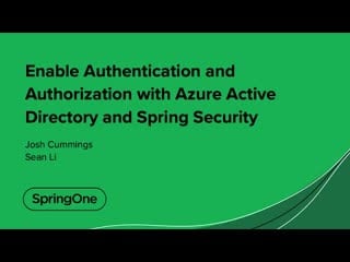 Enable authentication and authorization with azure active directory and spring security