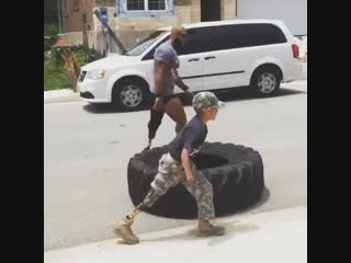 Disabled soldier visits a little boy's home to show him that his own disability can't hold him back
