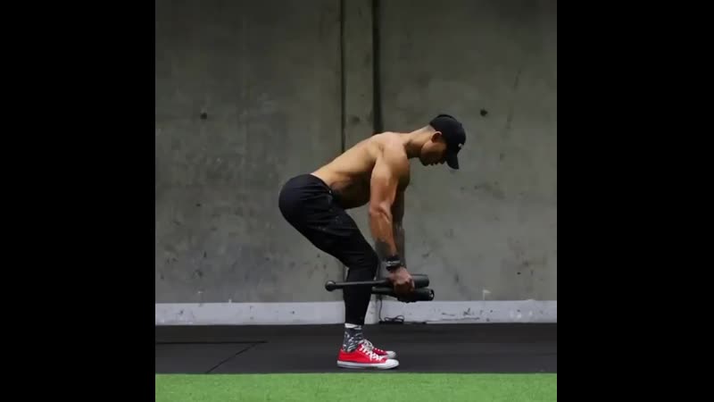 Тяга в наклоне поочерёдно +двумя