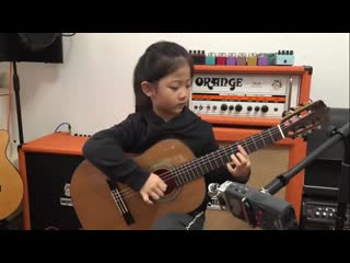 Fly me to the moon by a girl six years old bossanova guitar playing