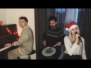 Happy three friends kindly wish you merry x mas