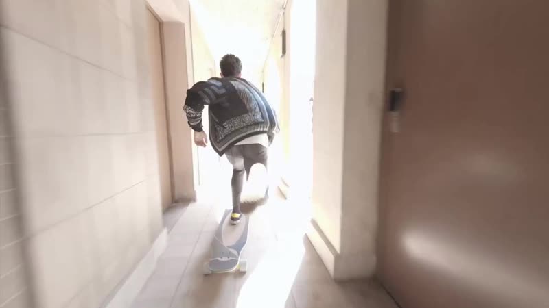Longboard freestyle with fpv drone