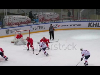 Stock footage moscow russia november unidentified players in action on hockey game spartak vs slovan