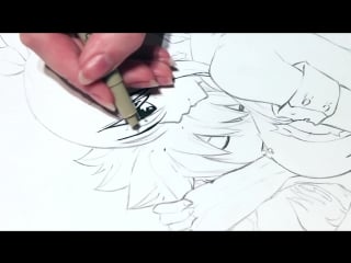 Speed drawing fairy tail natsu x lusy (emperi arboles)