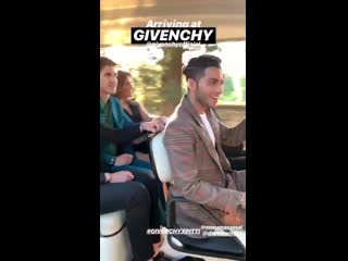 Video darren criss, mia swier, mena massoud, joshua pivato, rachel burney and ashley weston arriving at the givency show via sak