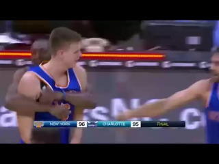 Kristaps porzingis hits a game winning three but it's waved off