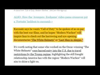 Call of duty modern warfare white helmets, “bana al abed” and porn “evil russians”