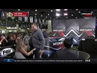 Rob gronkowski lap dance to a fox sports reporter live on tv super bowl gronk