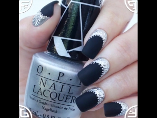 Black and silver nails ✔️chrome nail polish opi “push and shove”